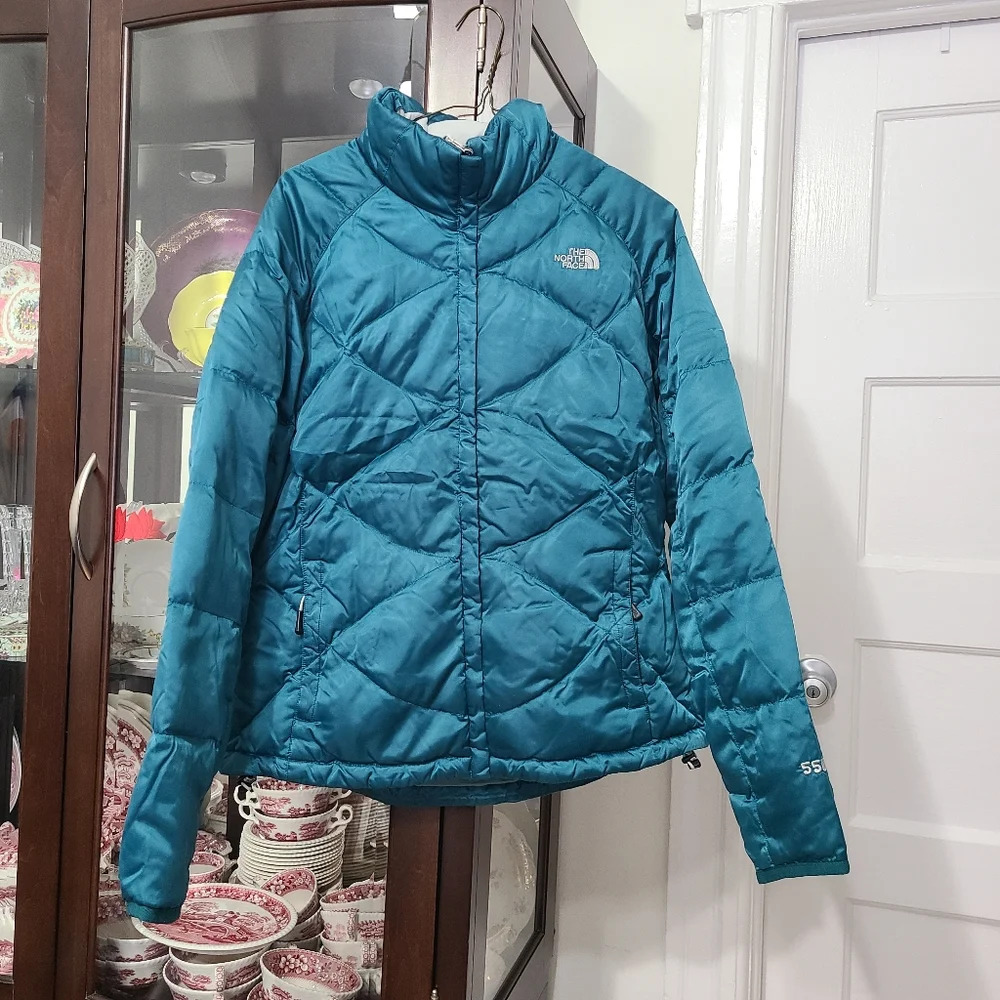 The North Face Women's Series 550 Down Fill Puffer Jacket Teal Size Large Flawed